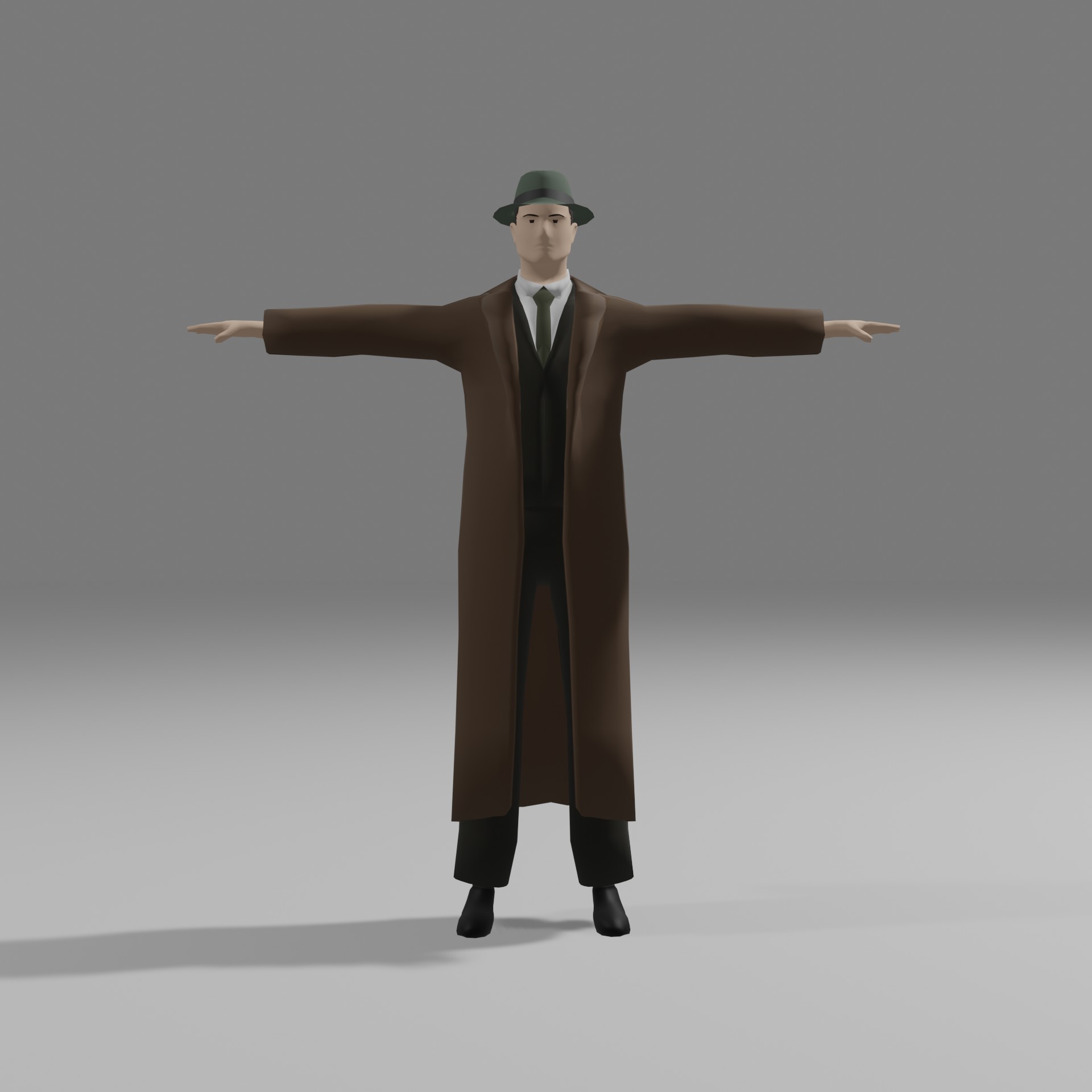 Simply Stylized Male Detective Low-poly 3D model